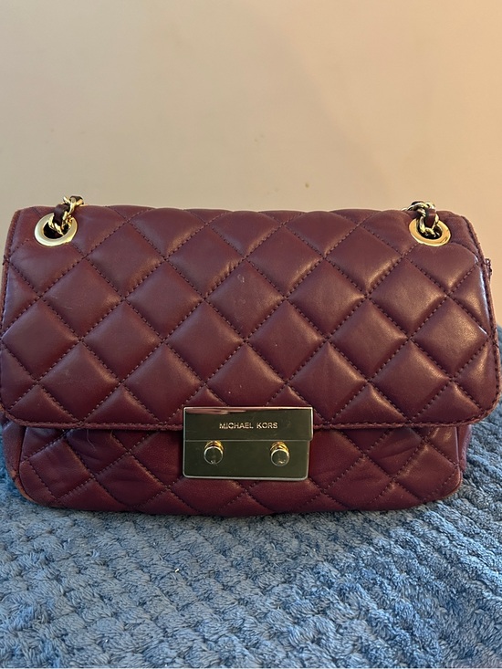Michael Kors Handbags - Michael Kors Quilted Crossbody Bag in Deep Wine with Gold Hardware